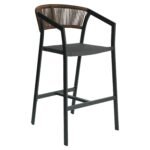 Σκαμπό Bar ArteLibre SANTORINI Μαύρο/Φυσικό Αλουμίνιο/Rattan 55x56x99cm - Image 2
