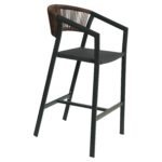 Σκαμπό Bar ArteLibre SANTORINI Ανθρακί/Φυσικό Αλουμίνιο/Rattan 55x56x99cm - Image 2