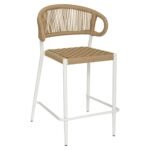 Σκαμπό Bar ArteLibre CEBU Λευκό/Φυσικό Αλουμίνιο/Rattan 60x60x99cm - Image 2