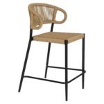 Σκαμπό Bar ArteLibre CEBU Μαύρο/Φυσικό Αλουμίνιο/Rattan 60x60x99cm - Image 2