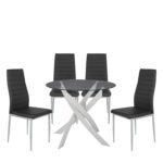 Βρες το Σετ Τραπεζαρία (4+1) ArteLibre HEKLA Λευκό/Γκρι/Μαύρο Μέταλλο/PVC/Γυαλί 90x90x74cm σε μοναδική τιμή στο clickforshop.gr
