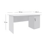 Γραφείο εργασίας με κλειδαριά Moto Megapap χρώμα λευκό 150x80x75εκ. - Image 5