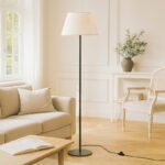 Φωτιστικό δαπέδου Vilo Megapap E27 μεταλλικό - ύφασμα Pvc χρώμα μαύρο - λευκό Ø35x152εκ. - Image 2