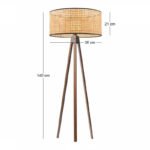 Φωτιστικό δαπέδου Rivo Megapap E27 ξύλινο - ρατάν χρώμα φυσικό Ø38x140εκ. - Image 3