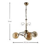 Φωτιστικό οροφής Zara Megapap E27 μεταλλικό τρίφωτο χρώμα μπρονζέ Φ52x75εκ. - Image 3