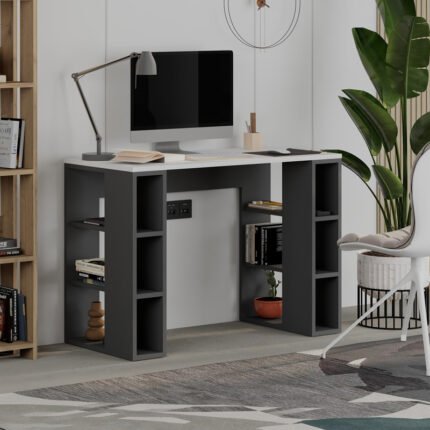 Βρες το Γραφείο εργασίας Colmar Megapap χρώμα ανθρακί - λευκό 106x50x75εκ. σε μοναδική τιμή στο clickforshop.gr