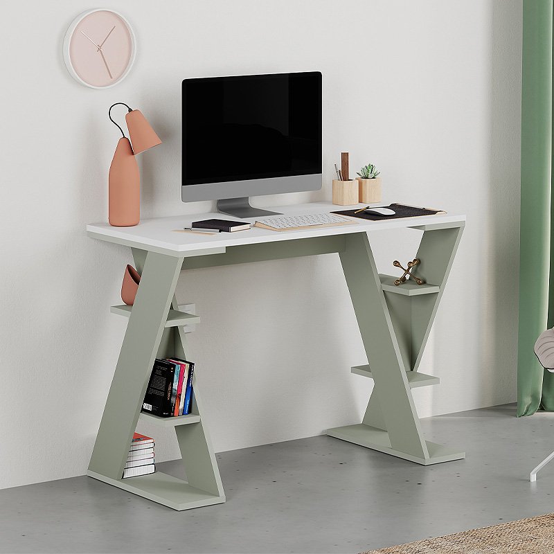 Γραφείο εργασίας Papillon Megapap χρώμα ash green - λευκό 106x50x75εκ Βρες το Γραφείο εργασίας Papillon Megapap χρώμα ash green - λευκό 106x50x75εκ σε μοναδική τιμή στο clickforshop.gr