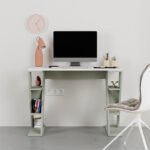 Γραφείο εργασίας Papillon Megapap χρώμα ash green - λευκό 106x50x75εκ - Image 2