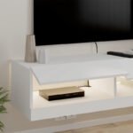 Έπιπλο τηλεόρασης επιτοίχιο Moon Megapap με LED χρώμα λευκό 120x33,8x30εκ. - Image 4