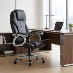 Καρέκλα γραφείου διευθυντική Luca Megapap από τεχνόδερμα χρώμα μαύρο 65x60x118/128εκ. - Image 4