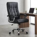 Καρέκλα γραφείου διευθυντική Vision Megapap από τεχνόδερμα χρώμα μαύρο 63x70x112/120εκ. - Image 3