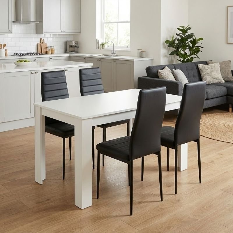 Σετ τραπεζαρία 5τμχ Darlen - Rosa Megapap χρώμα λευκό - μαύρο 125x72x74εκ. Βρες το Σετ τραπεζαρία 5τμχ Darlen - Rosa Megapap χρώμα λευκό - μαύρο 125x72x74εκ. σε μοναδική τιμή στο clickforshop.gr