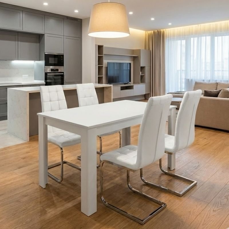 Σετ τραπεζαρία 5τμχ Darlen - Vela Megapap χρώμα λευκό 125x72x74εκ. Βρες το Σετ τραπεζαρία 5τμχ Darlen - Vela Megapap χρώμα λευκό 125x72x74εκ. σε μοναδική τιμή στο clickforshop.gr