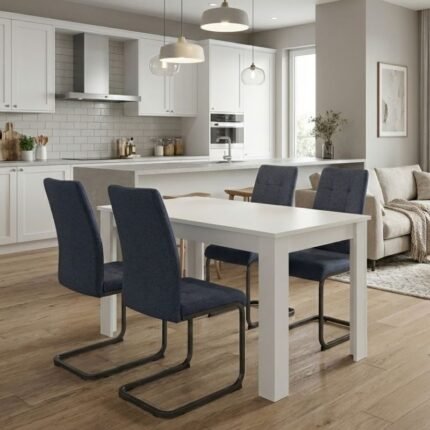 Βρες το Σετ τραπεζαρία 5τμχ Darlen - Laura Megapap χρώμα λευκό - ανθρακί 125x72x74εκ. σε μοναδική τιμή στο clickforshop.gr