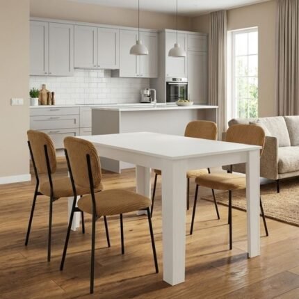 Βρες το Σετ τραπεζαρία 5τμχ Darlen - Kevin Megapap χρώμα λευκό - μουσταρδί 125x72x74εκ. σε μοναδική τιμή στο clickforshop.gr