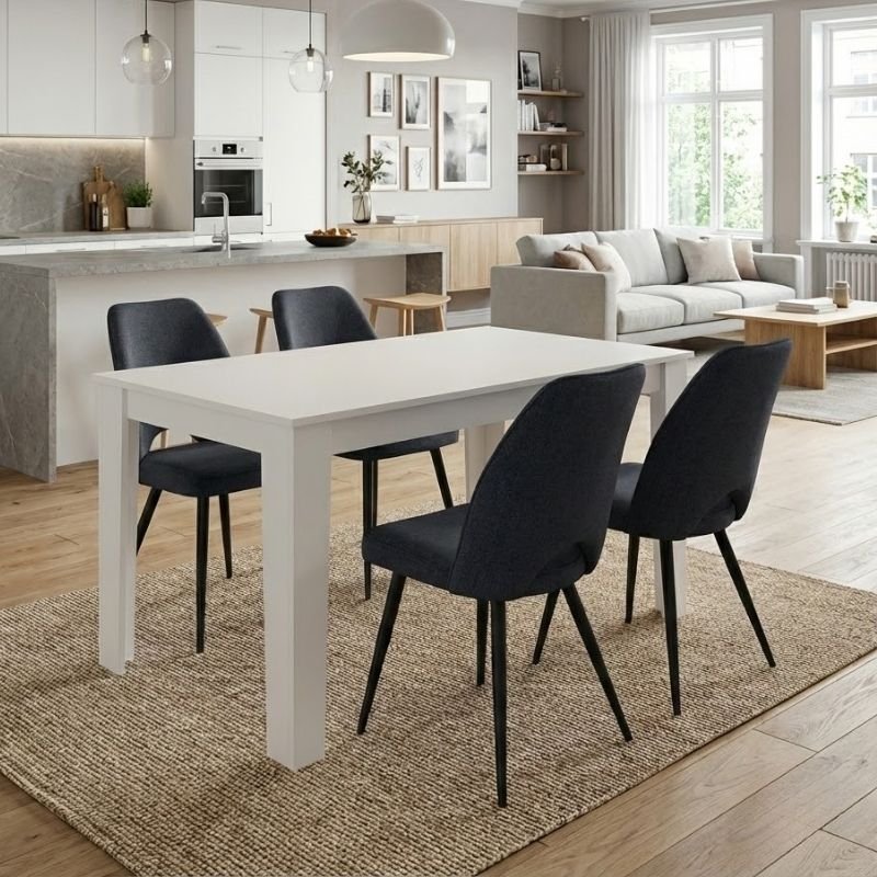 Σετ τραπεζαρία 5τμχ Darlen - Christy Megapap χρώμα λευκό - ανθρακί 125x72x74εκ. Βρες το Σετ τραπεζαρία 5τμχ Darlen - Christy Megapap χρώμα λευκό - ανθρακί 125x72x74εκ. σε μοναδική τιμή στο clickforshop.gr