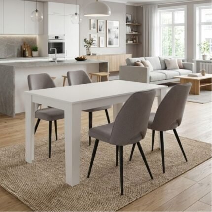 Βρες το Σετ τραπεζαρία 5τμχ Darlen - Christy Megapap χρώμα λευκό - ανοιχτό μπεζ 125x72x74εκ. σε μοναδική τιμή στο clickforshop.gr