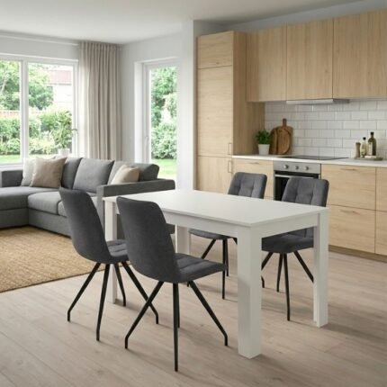 Βρες το Σετ τραπεζαρία 5τμχ Darlen - Bianca Megapap χρώμα λευκό - γκρι 125x72x74εκ. σε μοναδική τιμή στο clickforshop.gr