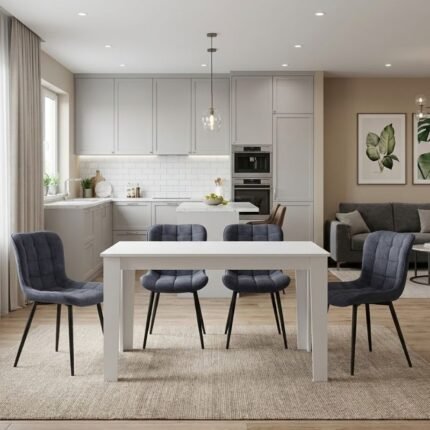 Βρες το Σετ τραπεζαρία 5τμχ Darlen - Chiara Megapap χρώμα λευκό - ανθρακί 125x72x74εκ. σε μοναδική τιμή στο clickforshop.gr