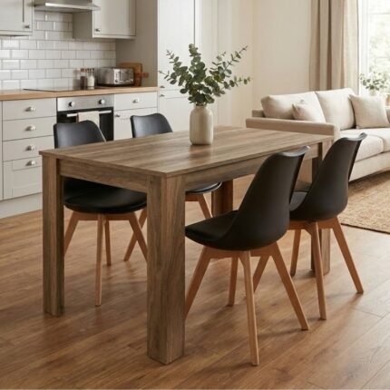 Βρες το Σετ τραπεζαρία 5τμχ Darlen - Viva Megapap χρώμα καρυδί - μαύρο/φυσικό πόδι 125x72x74εκ. σε μοναδική τιμή στο clickforshop.gr