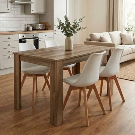 Βρες το Σετ τραπεζαρία 5τμχ Darlen - Viva Megapap χρώμα καρυδί - λευκό/φυσικό πόδι 125x72x74εκ. σε μοναδική τιμή στο clickforshop.gr