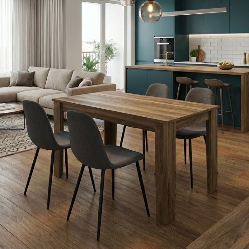 Σετ τραπεζαρία 5τμχ Darlen - Iris Megapap χρώμα καρυδί - γκρι 125x72x74εκ. Βρες το Σετ τραπεζαρία 5τμχ Darlen - Iris Megapap χρώμα καρυδί - γκρι 125x72x74εκ. σε μοναδική τιμή στο clickforshop.gr