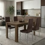 Βρες το Σετ τραπεζαρία 5τμχ Darlen - Rosa Megapap χρώμα καρυδί - καφέ/χρωμίου πόδι 125x72x74εκ. σε μοναδική τιμή στο clickforshop.gr