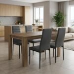 Βρες το Σετ τραπεζαρία 5τμχ Darlen - Rosa Megapap χρώμα καρυδί - μαύρο 125x72x74εκ. σε μοναδική τιμή στο clickforshop.gr