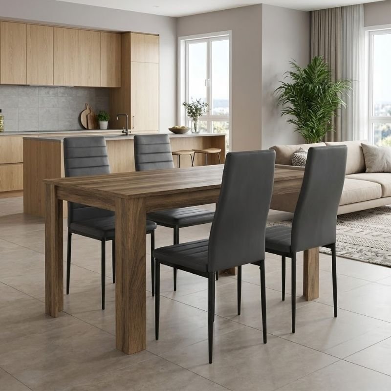 Σετ τραπεζαρία 5τμχ Darlen - Rosa Megapap χρώμα καρυδί - μαύρο 125x72x74εκ. Βρες το Σετ τραπεζαρία 5τμχ Darlen - Rosa Megapap χρώμα καρυδί - μαύρο 125x72x74εκ. σε μοναδική τιμή στο clickforshop.gr