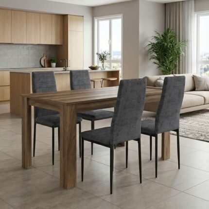 Βρες το Σετ τραπεζαρία 5τμχ Darlen - Rosa Megapap χρώμα καρυδί - γκρι 125x72x74εκ. σε μοναδική τιμή στο clickforshop.gr