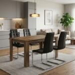 Βρες το Σετ τραπεζαρία 5τμχ Darlen - Vela Megapap χρώμα καρυδί - μαύρο 125x72x74εκ. σε μοναδική τιμή στο clickforshop.gr