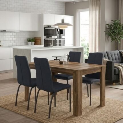 Βρες το Σετ τραπεζαρία 5τμχ Darlen - Fina Megapap χρώμα καρυδί - ανθρακί 125x72x74εκ. σε μοναδική τιμή στο clickforshop.gr