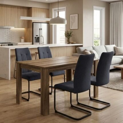 Βρες το Σετ τραπεζαρία 5τμχ Darlen - Laura Megapap χρώμα καρυδί - ανθρακί 125x72x74εκ. σε μοναδική τιμή στο clickforshop.gr