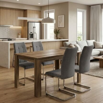 Βρες το Σετ τραπεζαρία 5τμχ Darlen - Laura Megapap χρώμα καρυδί - γκρι 125x72x74εκ. σε μοναδική τιμή στο clickforshop.gr