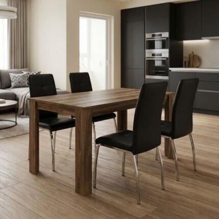 Βρες το Σετ τραπεζαρία 5τμχ Darlen - Alma Megapap χρώμα καρυδί - μαύρο 125x72x74εκ. σε μοναδική τιμή στο clickforshop.gr