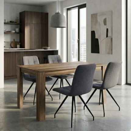 Βρες το Σετ τραπεζαρία 5τμχ Darlen - Bianca Megapap χρώμα καρυδί - γκρι 125x72x74εκ. σε μοναδική τιμή στο clickforshop.gr