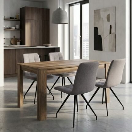 Βρες το Σετ τραπεζαρία 5τμχ Darlen - Bianca Megapap χρώμα καρυδί - ανοιχτό μπεζ 125x72x74εκ. σε μοναδική τιμή στο clickforshop.gr