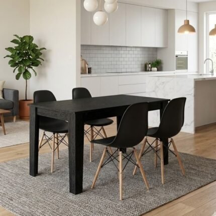 Βρες το Σετ τραπεζαρία 5τμχ Darlen - Nova Megapap χρώμα sencron black - μαύρο 125x72x74εκ. σε μοναδική τιμή στο clickforshop.gr