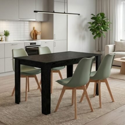 Βρες το Σετ τραπεζαρία 5τμχ Darlen - Viva Megapap χρώμα sencron black - φυστικί 125x72x74εκ. σε μοναδική τιμή στο clickforshop.gr