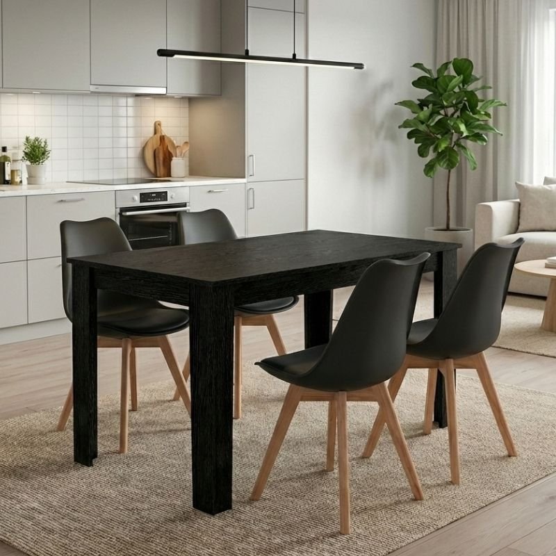 Σετ τραπεζαρία 5τμχ Darlen - Viva Megapap χρώμα sencron black - μαύρο/φυσικό πόδι 125x72x74εκ. Βρες το Σετ τραπεζαρία 5τμχ Darlen - Viva Megapap χρώμα sencron black - μαύρο/φυσικό πόδι 125x72x74εκ. σε μοναδική τιμή στο clickforshop.gr