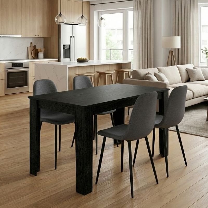 Σετ τραπεζαρία 5τμχ Darlen - Iris Megapap χρώμα sencron black - γκρι 125x72x74εκ. Βρες το Σετ τραπεζαρία 5τμχ Darlen - Iris Megapap χρώμα sencron black - γκρι 125x72x74εκ. σε μοναδική τιμή στο clickforshop.gr