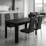 Βρες το Σετ τραπεζαρία 5τμχ Darlen - Rosa Megapap χρώμα sencron black - μαύρο/χρωμίου πόδι 125x72x74εκ. σε μοναδική τιμή στο clickforshop.gr