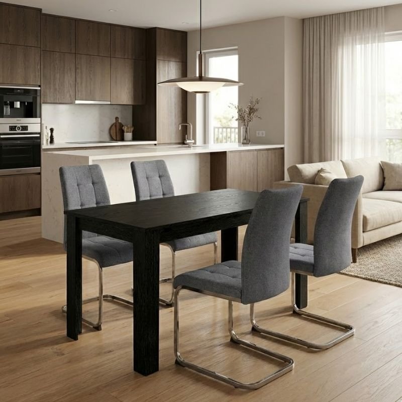 Σετ τραπεζαρία 5τμχ Darlen - Laura Megapap χρώμα sencron black - γκρι 125x72x74εκ. Βρες το Σετ τραπεζαρία 5τμχ Darlen - Laura Megapap χρώμα sencron black - γκρι 125x72x74εκ. σε μοναδική τιμή στο clickforshop.gr