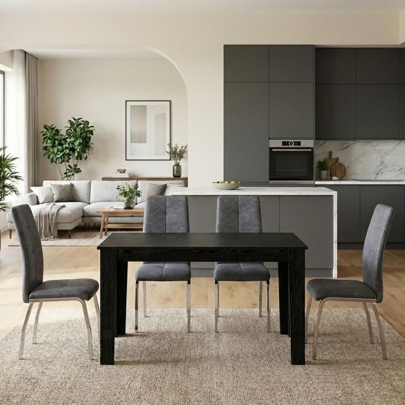 Σετ τραπεζαρία 5τμχ Darlen - Alma Megapap χρώμα sencron black - γκρι 125x72x74εκ. Βρες το Σετ τραπεζαρία 5τμχ Darlen - Alma Megapap χρώμα sencron black - γκρι 125x72x74εκ. σε μοναδική τιμή στο clickforshop.gr