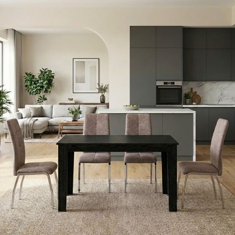 Σετ τραπεζαρία 5τμχ Darlen - Alma Megapap χρώμα sencron black - μπεζ 125x72x74εκ. Βρες το Σετ τραπεζαρία 5τμχ Darlen - Alma Megapap χρώμα sencron black - μπεζ 125x72x74εκ. σε μοναδική τιμή στο clickforshop.gr