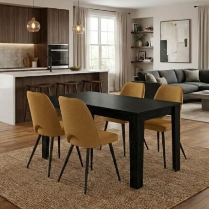 Βρες το Σετ τραπεζαρία 5τμχ Darlen - Christy Megapap χρώμα sencron black - μουσταρδί 125x72x74εκ. σε μοναδική τιμή στο clickforshop.gr