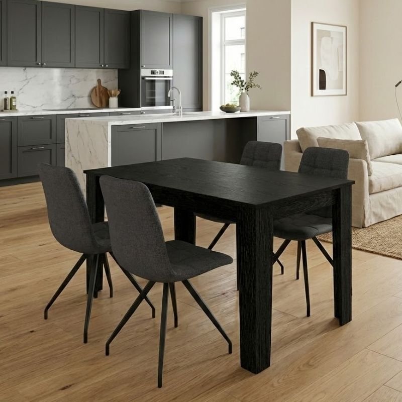 Σετ τραπεζαρία 5τμχ Darlen - Bianca Megapap χρώμα sencron black - γκρι 125x72x74εκ. Βρες το Σετ τραπεζαρία 5τμχ Darlen - Bianca Megapap χρώμα sencron black - γκρι 125x72x74εκ. σε μοναδική τιμή στο clickforshop.gr