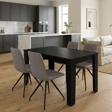 Βρες το Σετ τραπεζαρία 5τμχ Darlen - Bianca Megapap χρώμα sencron black - ανοιχτό μπεζ 125x72x74εκ. σε μοναδική τιμή στο clickforshop.gr