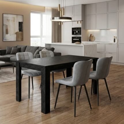 Βρες το Σετ τραπεζαρία 5τμχ Darlen - Chiara Megapap χρώμα sencron black - γκρι 125x72x74εκ. σε μοναδική τιμή στο clickforshop.gr