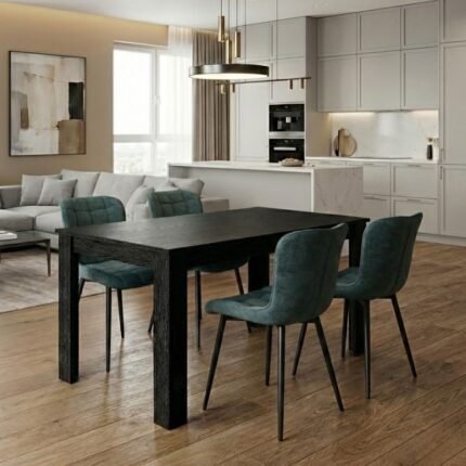 Βρες το Σετ τραπεζαρία 5τμχ Darlen - Chiara Megapap χρώμα sencron black - πράσινο 125x72x74εκ. σε μοναδική τιμή στο clickforshop.gr